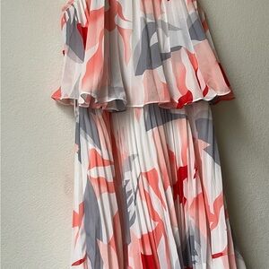 Junior size XSmall Vibrant Red and White  & Gray Floral Plaided Dress